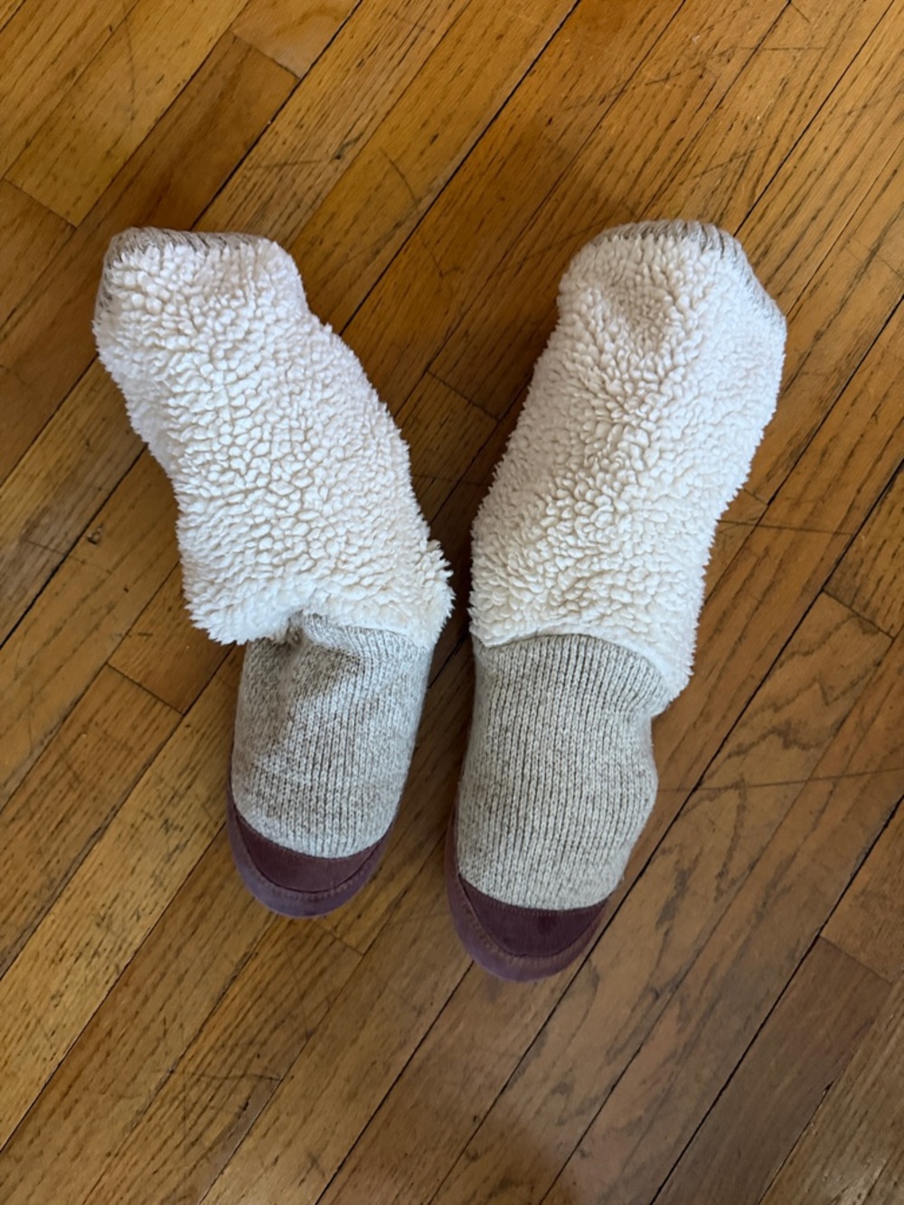Acorn Cream Sherpa Cozy Slipper Socks with Brown Accents